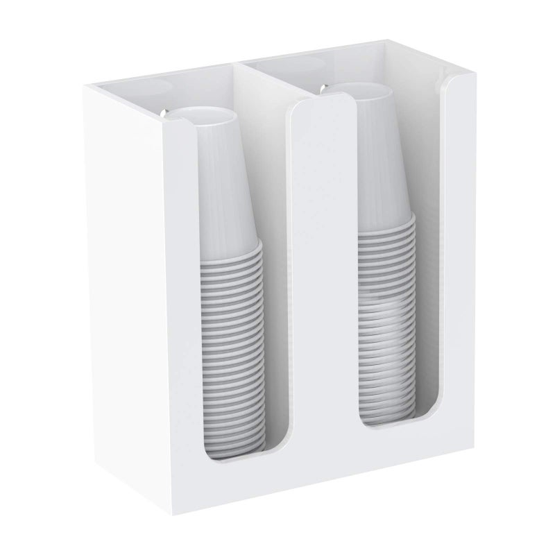 Richboom Acrylic Coffee Cup and Lid Storage Organizer Holder, 2 Compartments, White - Image 2